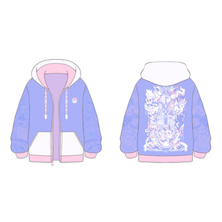 Prismatic Beasts Embroidered Zipper Hoodies