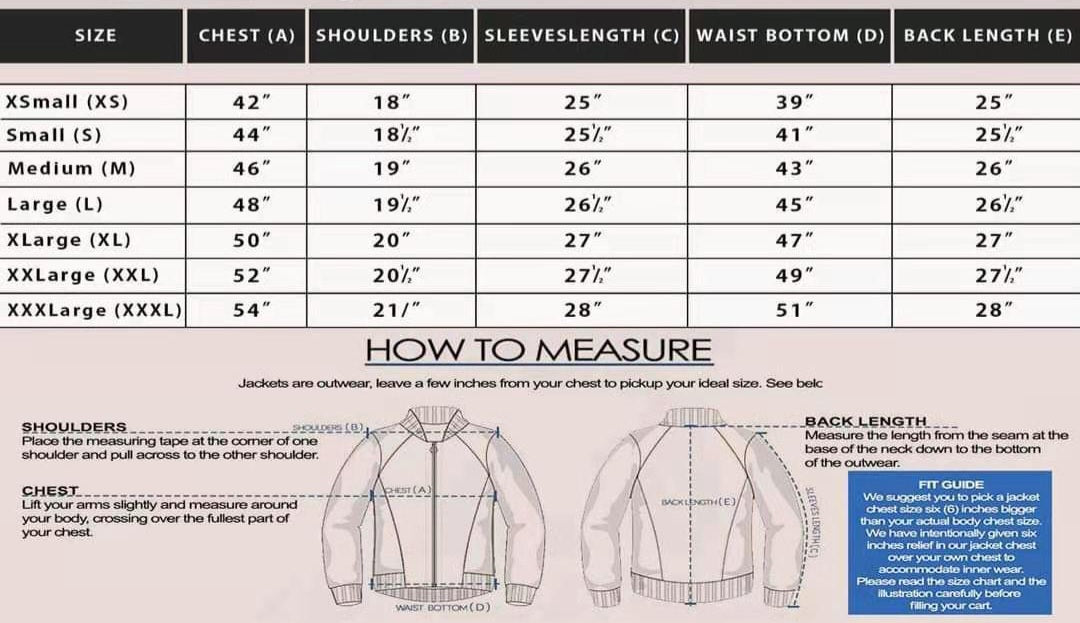 Men's Coat Bust Measurement Measurements Bust Jacket Size 2+